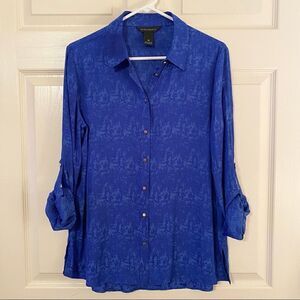 Pretty Lightweight Royal Blue Investments Blouse with Adjustable Sleeves Med